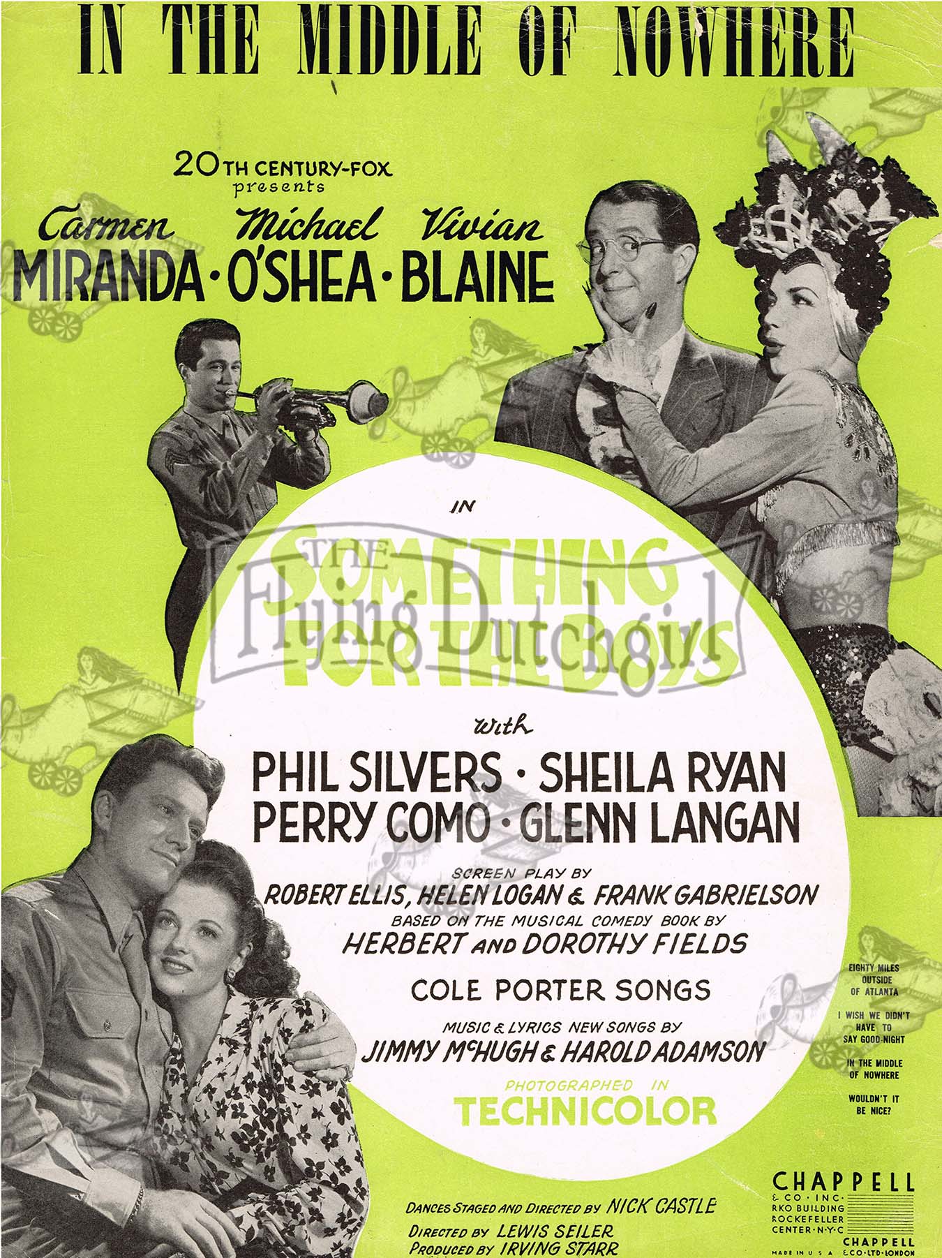 Vintage 1944 Hollywood Cinema Music Sheet Cover  Carmen Miranda Vivian Blaine