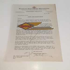 ORIGINAL HARLEY 1948 FACTORY LETTERHEAD (RIDER ACCY. CATALOGS) – KNUCKLEHEAD