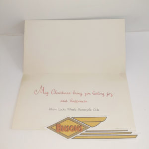 ORIGINAL HARLEY (1950’s ILLIANA LUCKY WHEELS M/C) CHRISTMAS CARD-KNUCKLEHEAD