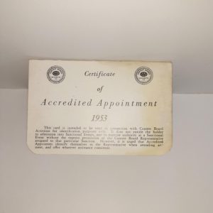 Authentic Original 1953 Certificate of Accredited Appointment Card Molenaar