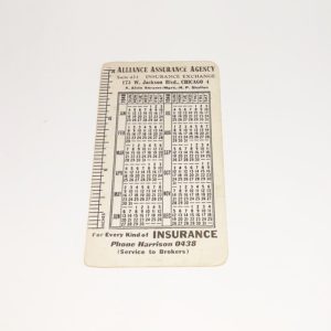 Vintage 1948 Alliance Assurance Pocket Calendar – Chicago IL Business Ad