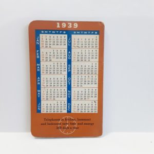 Original 1939 Illinois Bell Telephone Pocket Calendar – Rare Collectible