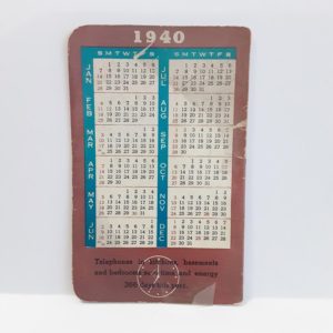 Original 1940  Illinois Bell Telephone Pocket Calendar – Rare Collectible