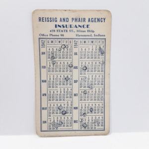 Authentic Original 1942 Reissig Insurance Company Hammond, IN Pocket Calendar