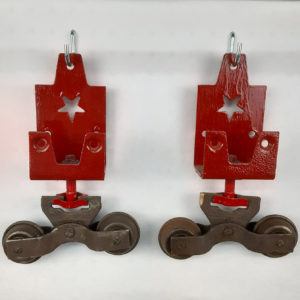 Antique Star Line Barn Door Hangers with Cannonball Rollers (pair) #001