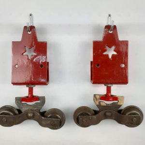 Antique Star Line Barn Door Hangers with Cannonball Rollers (pair) #001