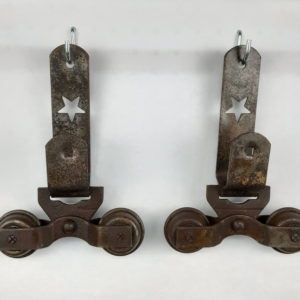 Antique Star Line Barn Door Hangers with Cannonball Rollers (pair) #002