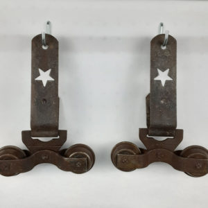 Antique Star Line Barn Door Hangers with Cannonball Rollers (pair) #002