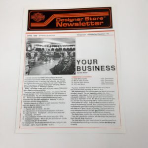 ORIGINAL VINTAGE HARLEY-DAVIDSON (April 1989) DESIGNER STORE NEWSLETTER