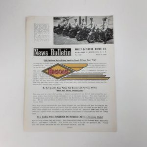 ORIGINAL HARLEY DEALER 1946 NEWS BULLETIN #1001 – KNUCKLEHEAD