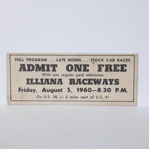 Authentic Original 1960 Illiana Raceways (Stock Car Race Ticket)