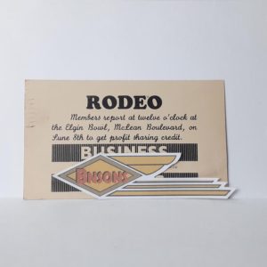 ORIGINAL HARLEY 1941 WATCH CITY RIDERS “RODEO” POST CARD- KNUCKLEHEAD