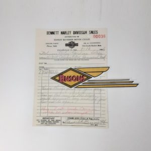 ORIGINAL HARLEY 1946 DEALER SALE RECEIPT (BENNETT H-D)- KNUCKLEHEAD