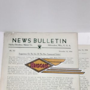 ORIGINAL HARLEY DEALER 1934 NEWS BULLETIN #713 – VL, KNUCKLEHEAD