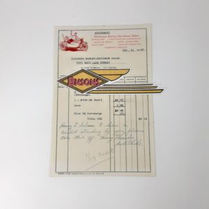 ORIGINAL HARLEY 1945 DEALER SALE RECEIPT (MOLENAAR H-D)- KNUCKLEHEAD