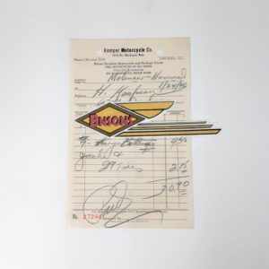 ORIGINAL HARLEY 1946 DEALER SALE RECEIPT ( KEMPER H-D)- KNUCKLEHEAD