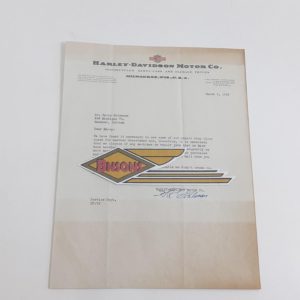 ORIGINAL HARLEY 1936 FACTORY LETTERHEAD (REMOVE OLD MACHINE) – KNUCKLEHEAD