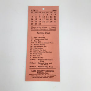 Authentic Original 1946 Lake County, Indiana, Business Calendar