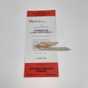 ORIGINAL 1930-40’s POWERFLOW (CUSHION SPROCKETS) PAMPHLET- HARLEY KNUCKLEHEAD