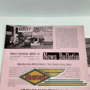 ORIGINAL HARLEY DEALER 1950 NEWS BULLETIN #1118 – PANHEAD, KNUCKLEHEAD