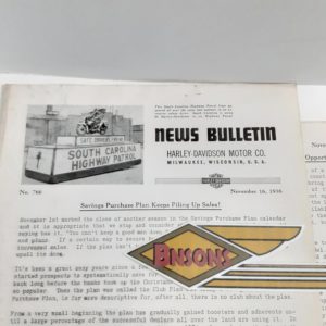 ORIGINAL HARLEY DEALER 1936 NEWS BULLETIN #766 – KNUCKLEHEAD