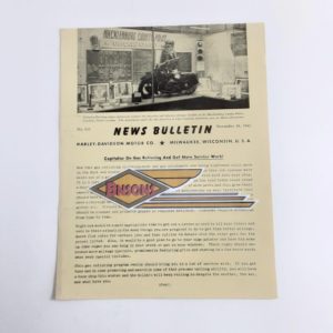 ORIGINAL HARLEY DEALER 1942 NEWS BULLETIN #921 – KNUCKLEHEAD