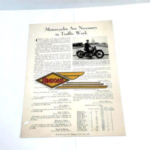 ORIG 1937 POLICE “TESTIMONIAL” WASHINGTON D.C. – HARLEY, UL, KNUCKLEHEAD