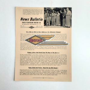 ORIGINAL HARLEY DEALER 1942 NEWS BULLETIN #911 – KNUCKLEHEAD