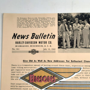 ORIGINAL HARLEY DEALER 1942 NEWS BULLETIN #911 – KNUCKLEHEAD