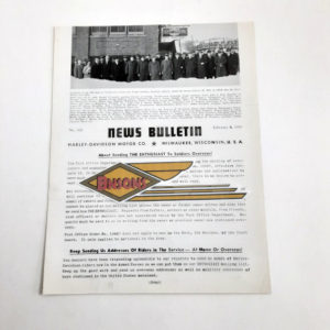 ORIGINAL HARLEY DEALER 1943 NEWS BULLETIN #926 – KNUCKLEHEAD