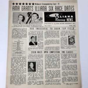 Vintage Original April 1953 Illiana Racing Newspaper Molenaar Harley-Davidson