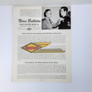 ORIGINAL HARLEY DEALER 1944 NEWS BULLETIN #953 – KNUCKLEHEAD