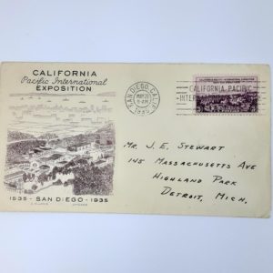 Vintage 1935 Calif. Pacific International Exposition San Diego Lithograph Stamp