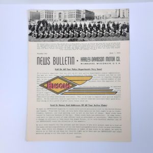 ORIGINAL HARLEY DEALER 1943 NEWS BULLETIN #934 – KNUCKLEHEAD