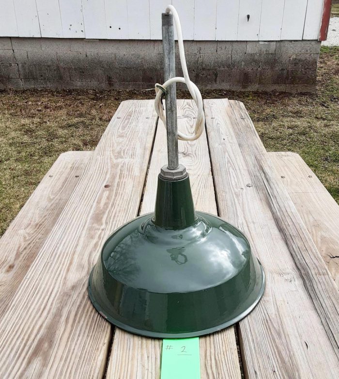 Vintage Original Porcelain 16" Farm Barn Industrial Light Gas Station #2 - Image 2