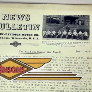 ORIGINAL HARLEY DEALER 1935 NEWS BULLETIN #729 – KNUCKLEHEAD