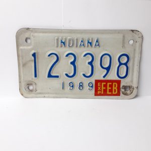 Vintage Motorcycle License Plate Ind. 1989