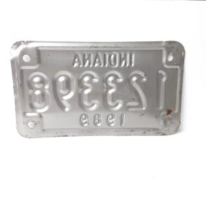 Vintage Motorcycle License Plate Ind. 1989