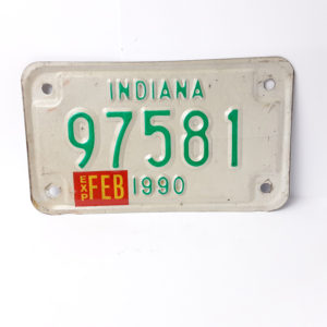 Vintage Motorcycle License Plate Ind. 1990