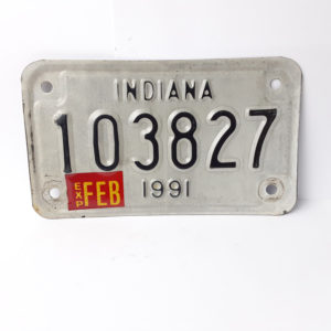 Vintage Motorcycle License Plate Ind. 1991