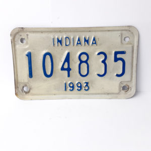 Vintage Motorcycle License Plate Ind. 1993