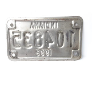 Vintage Motorcycle License Plate Ind. 1993