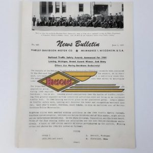 ORIGINAL HARLEY DEALER 1945 NEWS BULLETIN #985 – KNUCKLEHEAD