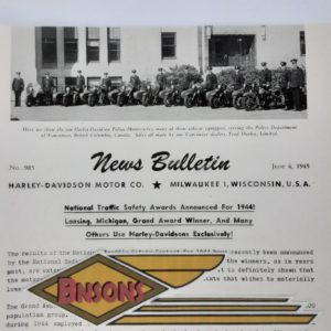 ORIGINAL HARLEY DEALER 1945 NEWS BULLETIN #985 – KNUCKLEHEAD