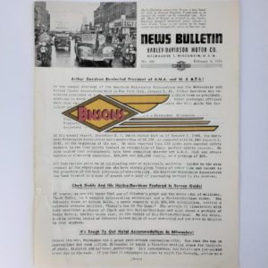 ORIGINAL HARLEY DEALER 1946 NEWS BULLETIN #999 – KNUCKLEHEAD