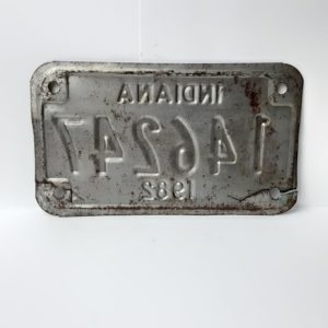 Vintage Motorcycle License Plate Ind. 1982