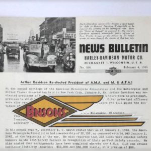 ORIGINAL HARLEY DEALER 1946 NEWS BULLETIN #999 – KNUCKLEHEAD