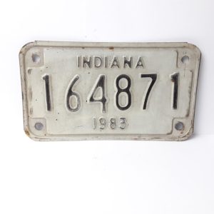 Vintage Motorcycle License Plate Ind. 1983