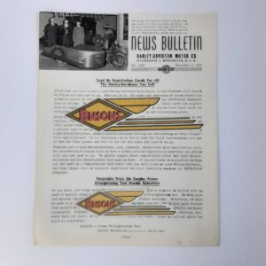 ORIGINAL HARLEY DEALER 1946 NEWS BULLETIN #1020 – KNUCKLEHEAD