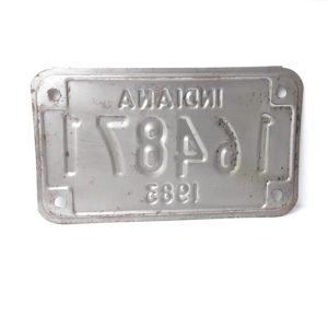 Vintage Motorcycle License Plate Ind. 1983